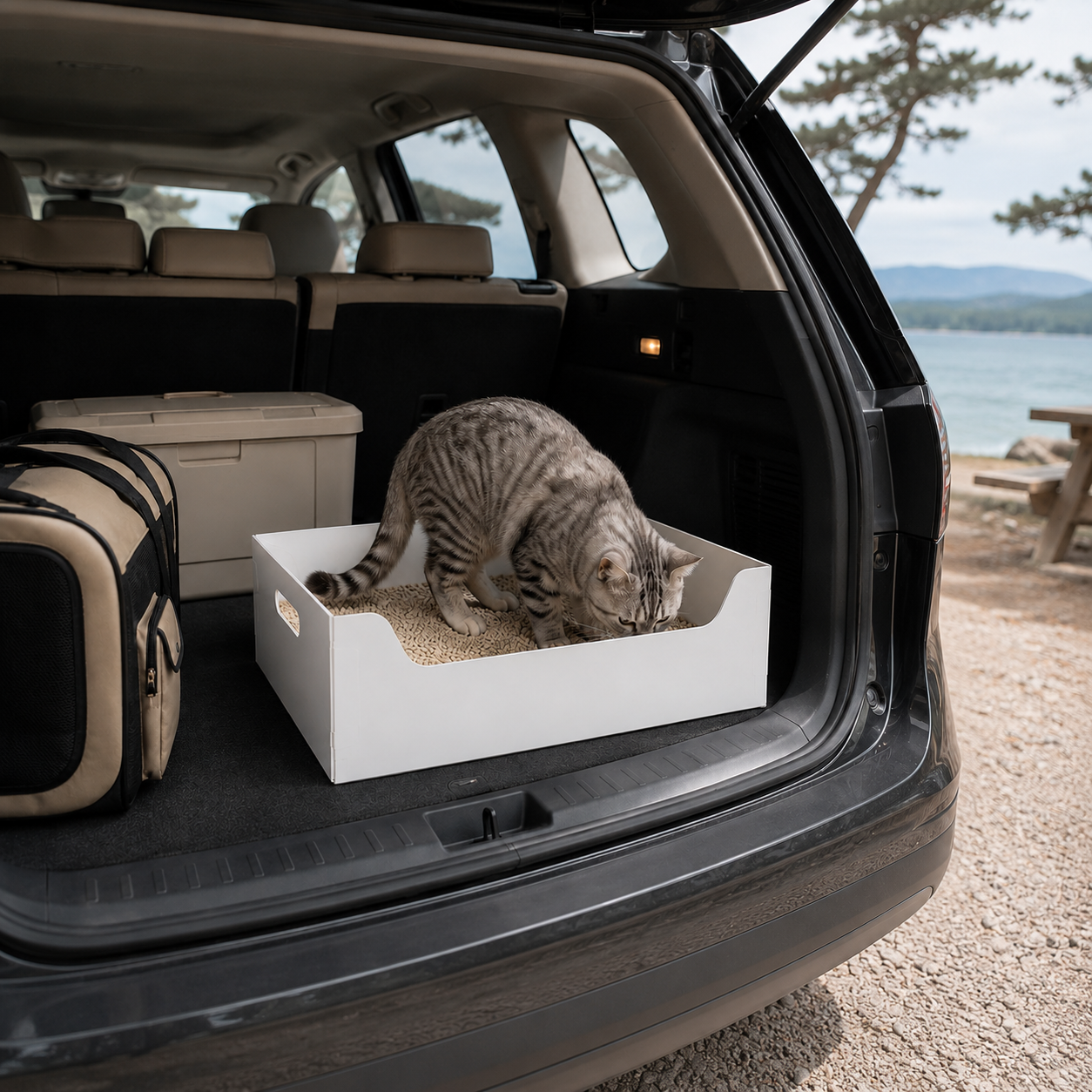 foldable travel cat litter box for road trips and hotels